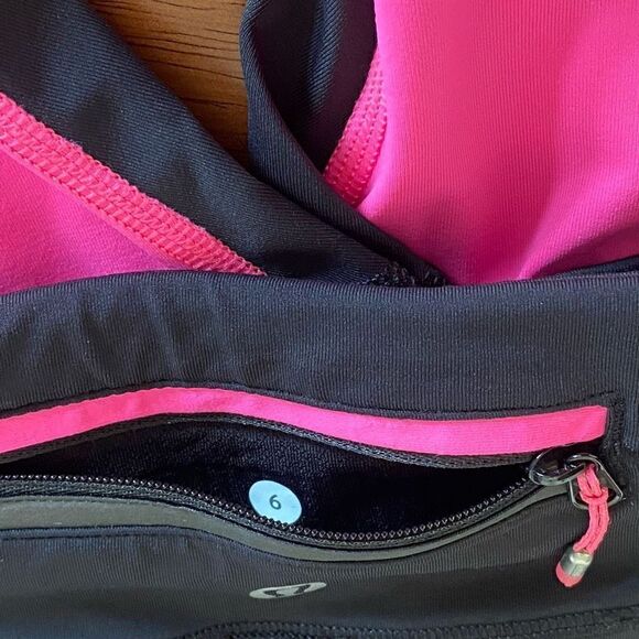 Lululemon Run Pace Tight Leggings size 6 Black Pink Colorblock Luxtreme Pocket - Picture 8 of 11